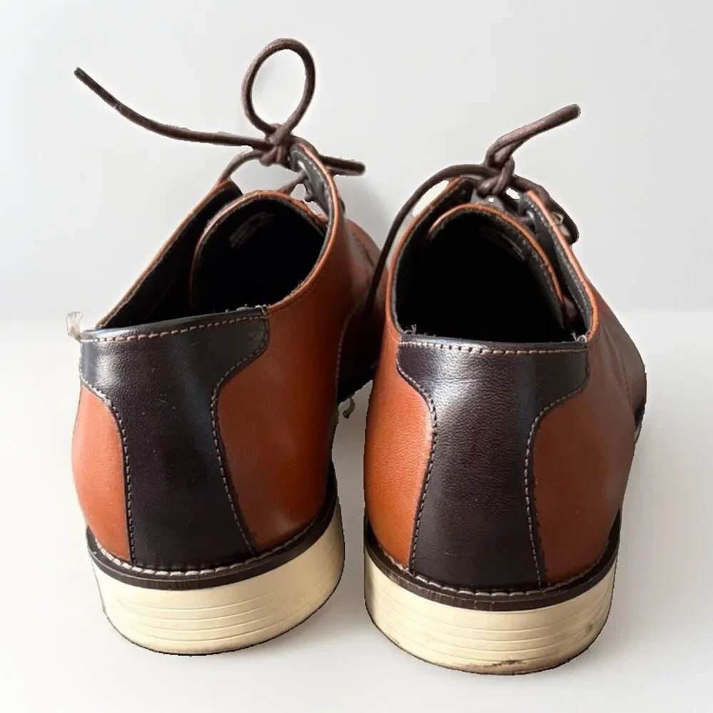 Section X Mens Dress Shoes Size 12 Brown Leather Jeremiah Plain Toe Oxfords
